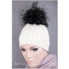 Dámská pletená čepice s kožešinovou bambulí C005