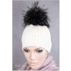 Dámská pletená čepice s kožešinovou bambulí C005