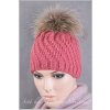 Dámská pletená čepice s kožešinovou bambulí C012