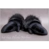 Černé zimní kožešinové rukavice - palčáky R003