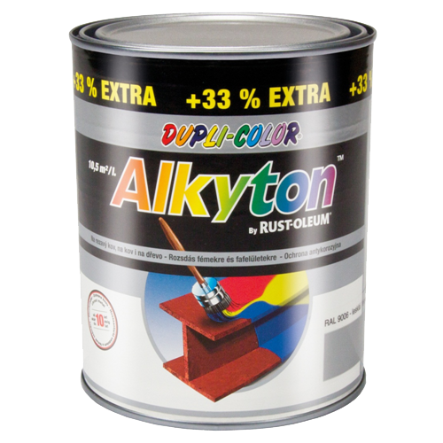 ALKYTON - Antikorózna farba na hrdzu 2v1 Balenie: 1l, Farba: Čierna čierna RAL 9005 LESK, 1L