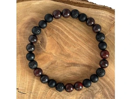 Náramek odvahy Jaspis, Onyx & Láva
