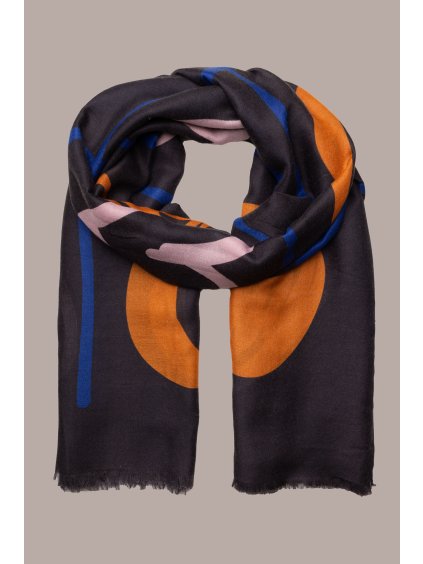 Vícebarevná šála s podílem vlny Roberta Biagi