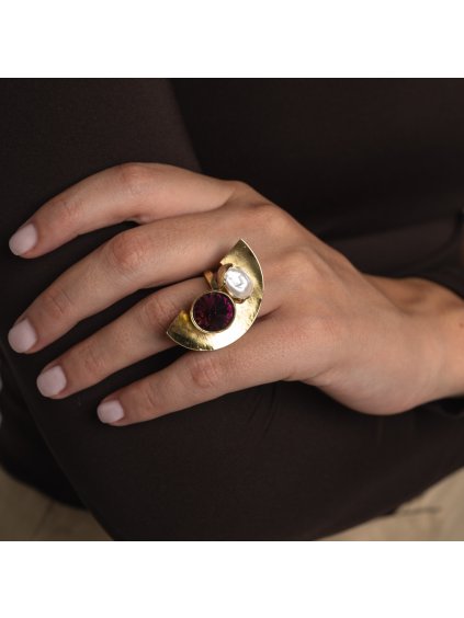 Dámský perlový prsten s ametystem Kalliope