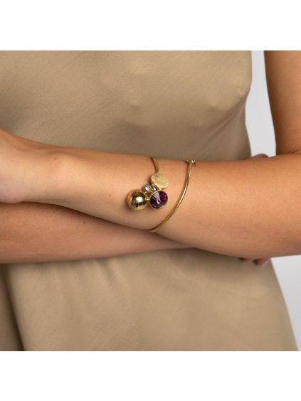 Náramek ve zlaté barvě s ametystem Kalliope