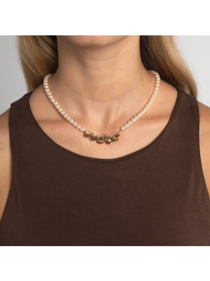 Perličkový náhrdelník s krystalem Kalliope