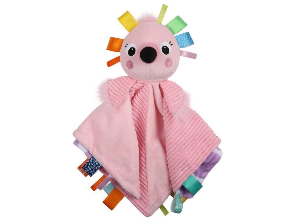 BRIGHT STARTS Dečka mazlící s hlavou Cuddle'n Tags plameňák 0m+
