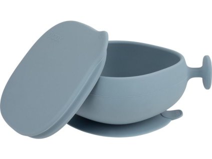 Silikonová miska s víčkem a přísavkou 300 ml - modrá