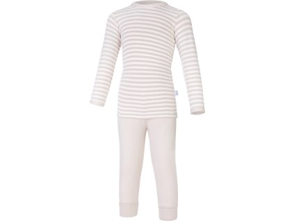 Little Angel pyžamo DR smyk Outlast® - pruh bílá káva/latte (Velikost 92)