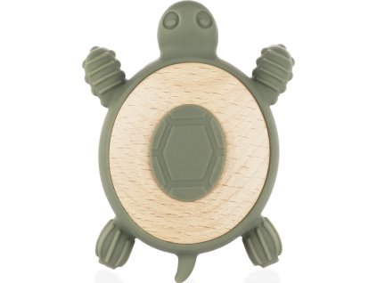 ZOPA Silikonové dřevěné kousátko Turtle (Varianta Forest Green)