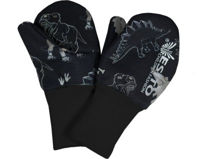 ESITO | Palcové rukavice softshell Dinoušek Čerňák (Velikost 2 - 3 roky)
