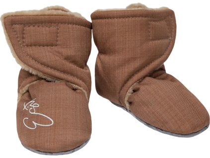 ESITO | Capáčky barefoot Softshell Lamb Brown (Velikost 2 - délka stélky: 12 cm)