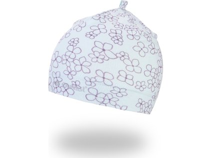 Little Angel Čepice tenká TISK Outlast® - sv.mentolová kytičky (Velikost 3 | 42-44 cm)