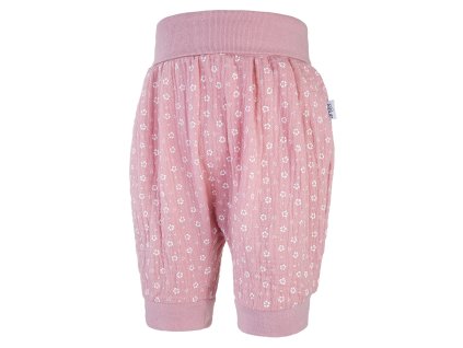 Little Angel Šortky tenké harémky - starorůžová kytičky (Velikost 68)