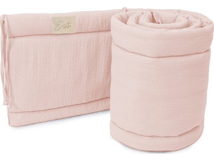 ESITO Luxusní mantinel mušelín do postýlky Pink - 28 x 180 cm