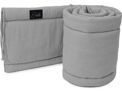 ESITO Luxusní mantinel mušelín do postýlky Dove grey - 28 x 180 cm