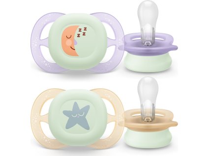 PHILIPS AVENT Philips AVENT Šidítko Ultrastart noční 0-2m dívka, 2 ks