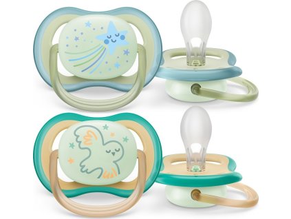 PHILIPS AVENT Philips AVENT Šidítko Ultra air noční 0-6m chlapec, 2ks