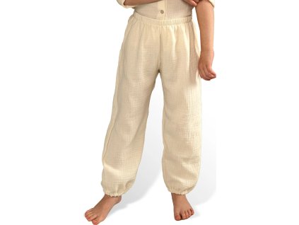 ESITO | Dětské mušelínové kalhoty Luca Cream (Velikost 80)