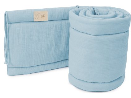 ESITO Luxusní mantinel mušelín do postýlky Blue - 28 x 180 cm