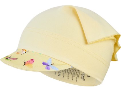 Little Angel Šátek tenký kšilt Outlast® - sv.žlutá/motýlci (Velikost 3 | 42-44 cm)