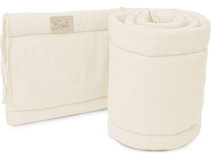 ESITO Luxusní mantinel mušelín do postýlky Cream - 28 x 180 cm