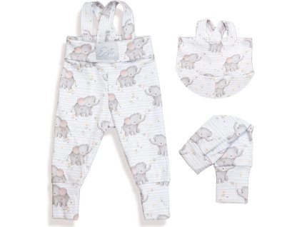 ESITO | Rostoucí žebrované kalhoty s laclem Sloni (Velikost 62 - 68)