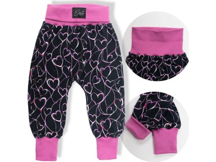 ESITO | Dětské tepláky s vysokým pasem Grafitové srdce (Velikost 74)