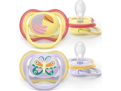 PHILIPS AVENT Philips AVENT Šidítko Ultra air fialová/žlutá 0-6m obrázek dívka, 2ks