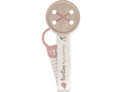 SUAVINEX | Klip na dudlík se stuhou BIRDIES - růžový (Varianta SUAVINEX | Klip na dudlík se stuhou BIRDIES - růžový)