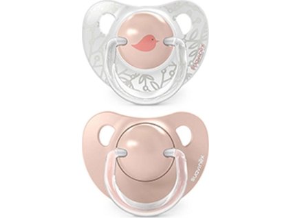 SUAVINEX | Dudlík anatomický silikon 0/6m 2 ks BIRDIES - růžový (Varianta SUAVINEX | Dudlík anatomický silikon 0/6m 2 ks BIRDIES - růžový)