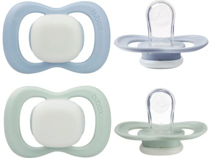 Dudlíky silikonové 0-6m, 2ks - GLOW sky/sage