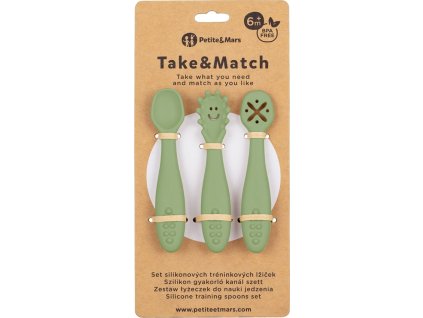 PETITEMARS PETITE&MARS Set 3 ks silikonových tréninkových lžiček Take&Match Sweet Pea 6m+