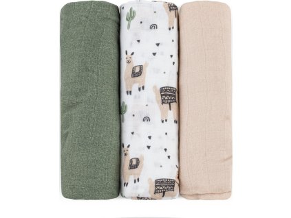 PETITEMARS PETITE&MARS Sada plen bambusová mušelínová 3ks Moussy Llama Vibes 68 x 68 cm