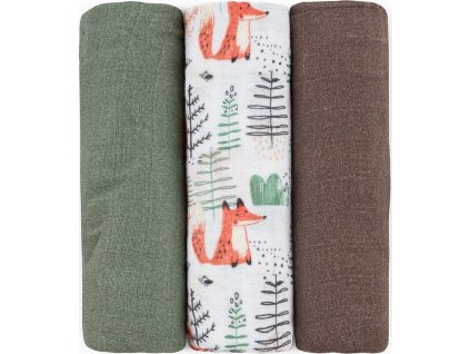 PETITEMARS PETITE&MARS Sada plen bambusová mušelínová 3ks Moussy Forest Fox 68 x 68 cm