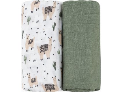 PETITEMARS PETITE&MARS Přikrývka bambusová mušelínová 2ks Misty Llama Vibes 120 x 120 cm