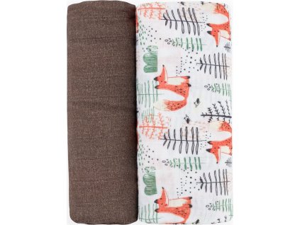 PETITEMARS PETITE&MARS Přikrývka bambusová mušelínová 2ks Misty Forest Fox 120 x 120 cm