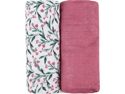 PETITEMARS PETITE&MARS Přikrývka bambusová mušelínová 2ks Misty Pink Meadow 120 x 120 cm