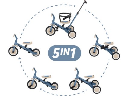 PETITEMARS PETITE&MARS Tříkolka multifunkční 5v1 Turbo Ocean Blue