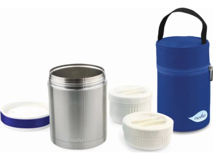 NUVITA Nerezová termoska 1l s 2 miskami a obalem (Varianta Pro)