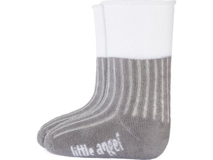 Little Angel ponožky froté Outlast® - tm.šedá/bílá (Velikost 10-14 | 7-9 cm)