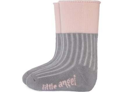 Little Angel ponožky froté Outlast® - tm.šedá/sv.růžová (Velikost 10-14 | 7-9 cm)
