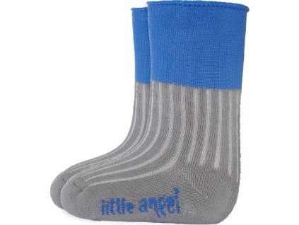 Little Angel ponožky froté Outlast® - tm.šedá/modrá (Velikost 10-14 | 7-9 cm)