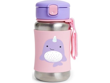 Skip Hop Zoo Láhev s brčkem na vodu nerez Narval 12m+
