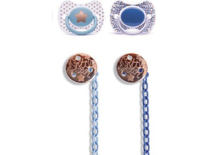 SUAVINEX Set PREMIUM HAUTE COUTURE +4 m - ŠIDÍTKO + KLIP (Varianta HC GOLD ŠIDÍTKO fyziologické+4m SIL+ KLIP MODRÁ HVĚZDA)