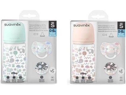 SUAVINEX | SADA LÁHEV 270ml + dudlík fyziologický 0/6m + klip MEMORIES - modrý (Varianta SUAVINEX | SADA LÁHEV 270ml + dudlík fyziologický 0/6m + klip MEMORIES - modrý)