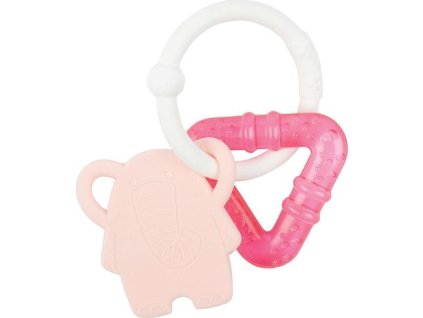 NATTOU NATTOU Kousátko silikonové s chladící částí bez BPA růžový sloník