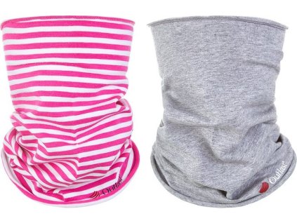 Little Angel set nákrčník dětský tenký Outlast® - pruh malinový/šedý melír (Velikost UNI)