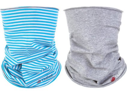 Little Angel set nákrčník dětský tenký Outlast® - pruh azurový/šedý melír (Velikost UNI)