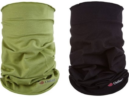 Little Angel set nákrčník multifunkční tenký Outlast® - matcha/černá (Velikost UNI)